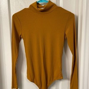 Mustard yellow long sleeve bodysuit, Size: small, Brand: Elodie
